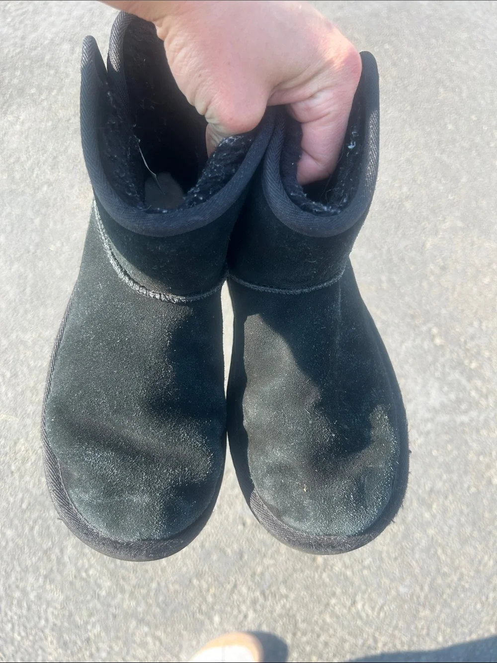 UGG Black Short Suede Shearling Boots